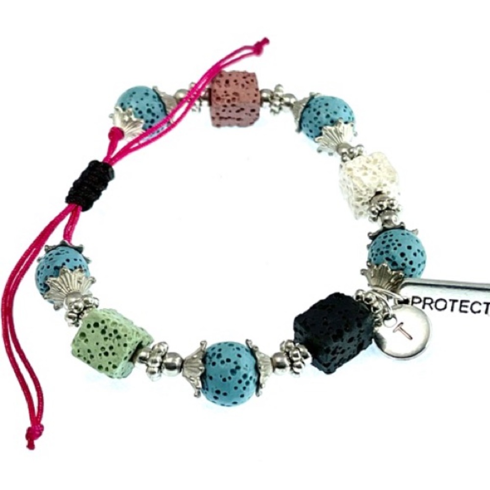 Lava Bead Personalized Charm Bracelet NWOT